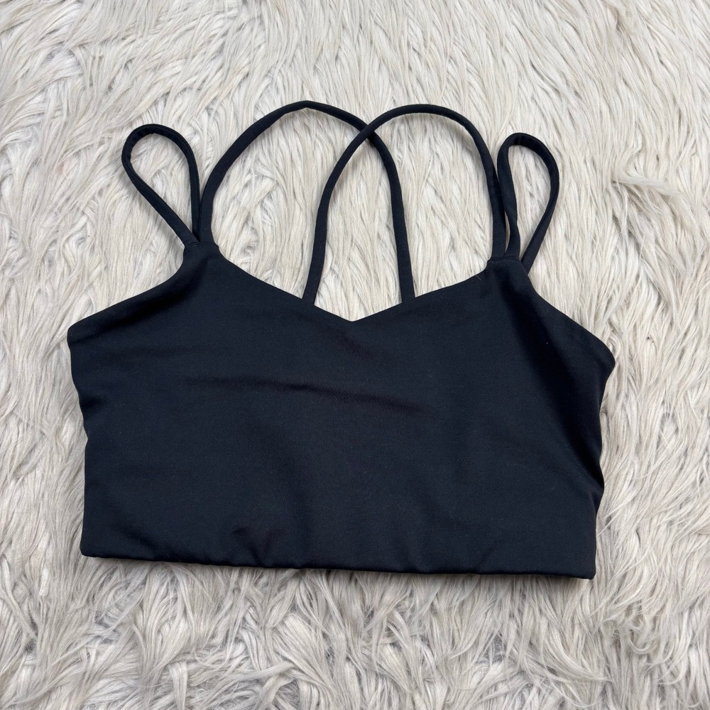 Girlfriend Collective Women's S Black Strappy Back Sports Bra Barre Yoga Gym